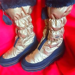 Gold and Black Pajar Winter Boots